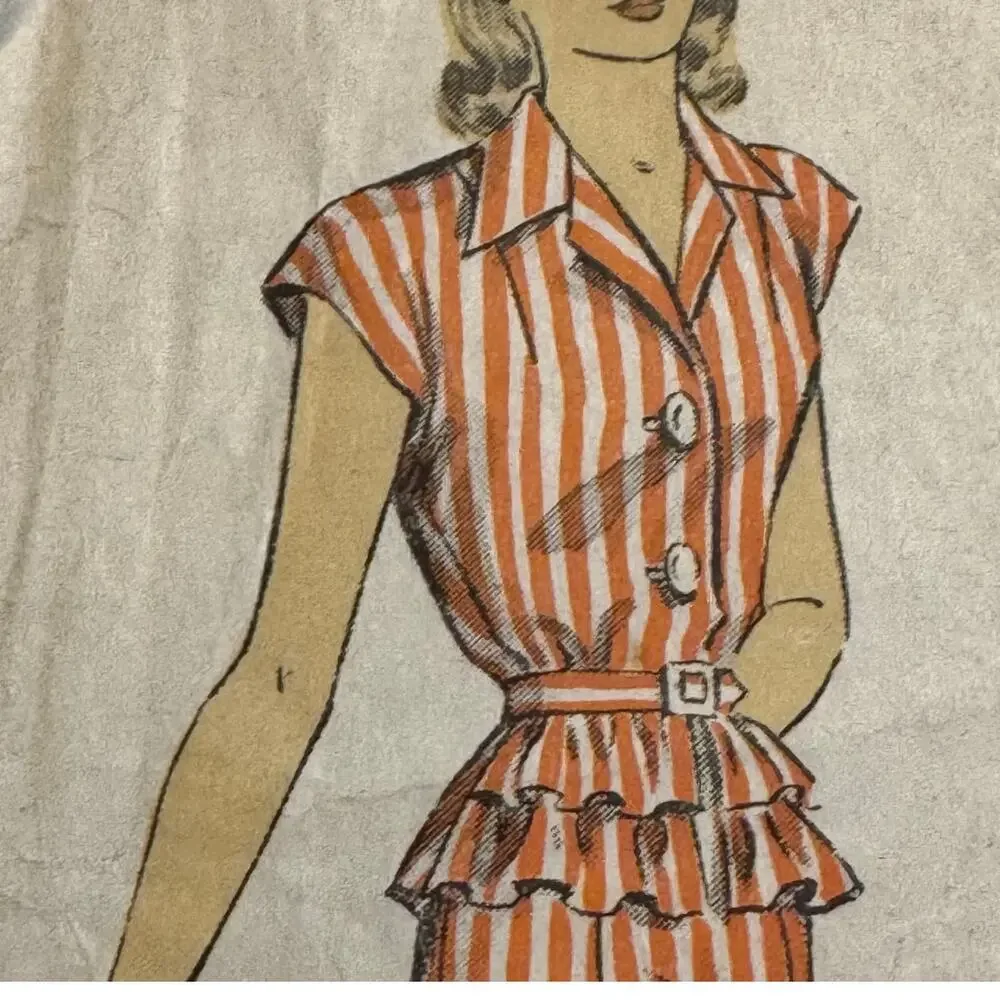 Vintage 1945 DuBarry Sewing Pattern 6030 Two Piece Dress Size 12 Bust 30 WW2 Era